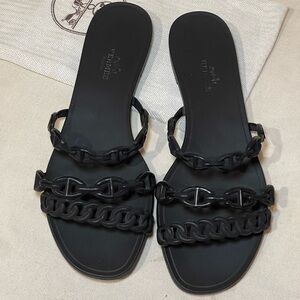 AUTHENTIC Hermes Rubber Chaine d'Ancre Rivage Sandals